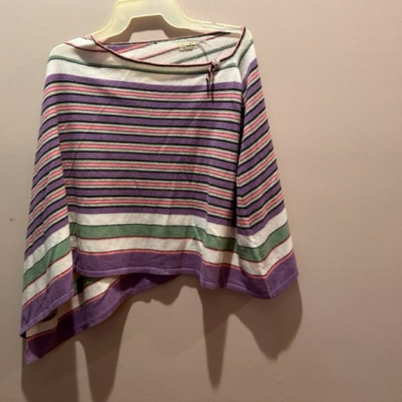 Max Studio horizontally striped 100% Cashmere shawl purple&pink&white&green - Picture 1 of 4